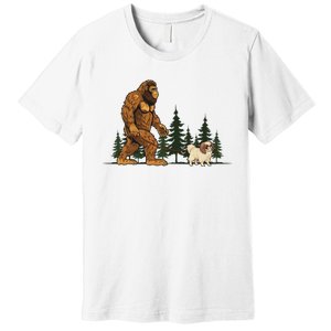 Japanese Chin Bigfoot Dog Walking Dog Mom Dad Premium T-Shirt