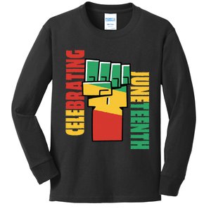 JUNETEENTH Celebrating Black Freedom 1865 African American Kids Long Sleeve Shirt