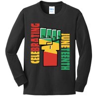 JUNETEENTH Celebrating Black Freedom 1865 African American Kids Long Sleeve Shirt