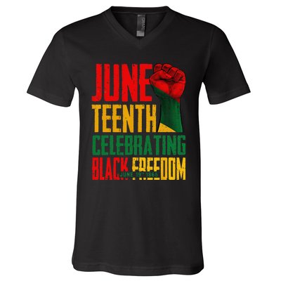 Juneteenth  Celebrating Black Freedom 1865 V-Neck T-Shirt