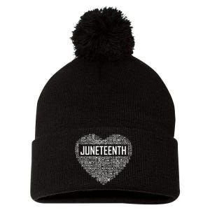 Juneteenth Celebrating Black Freedom 1865 African American Pom Pom 12in Knit Beanie