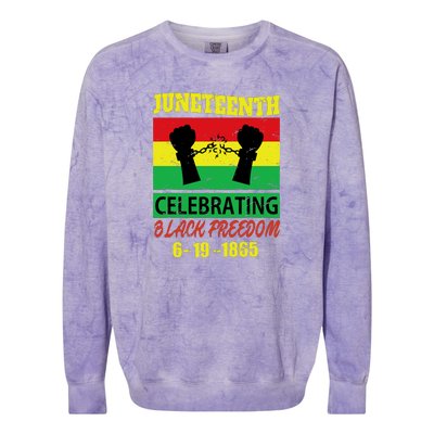 Juneteenth Celebrating Black Freedom 1865 Flag Colorblast Crewneck Sweatshirt