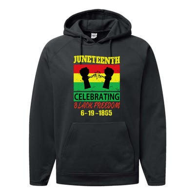 Juneteenth Celebrating Black Freedom 1865 Flag Performance Fleece Hoodie