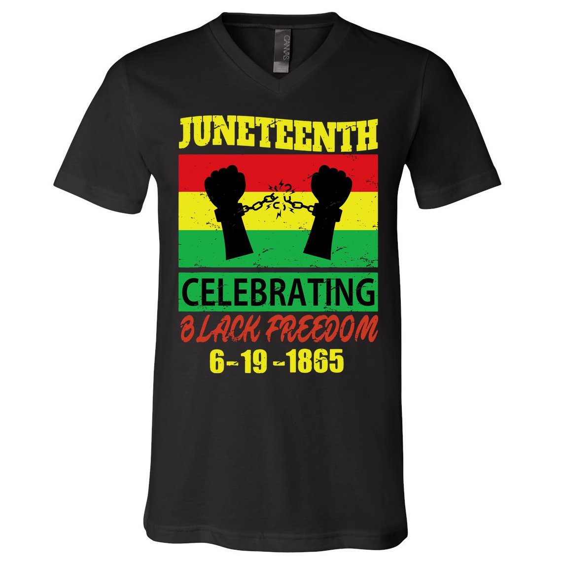 Juneteenth Celebrating Black Freedom 1865 Flag V-Neck T-Shirt