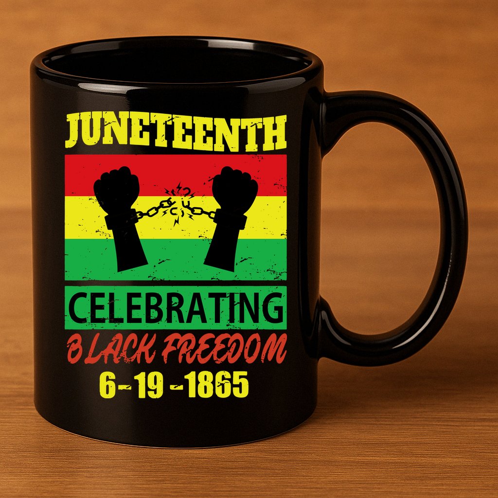 Juneteenth Celebrating Black Freedom 1865 Flag 11oz C Handle Ceramic Mug