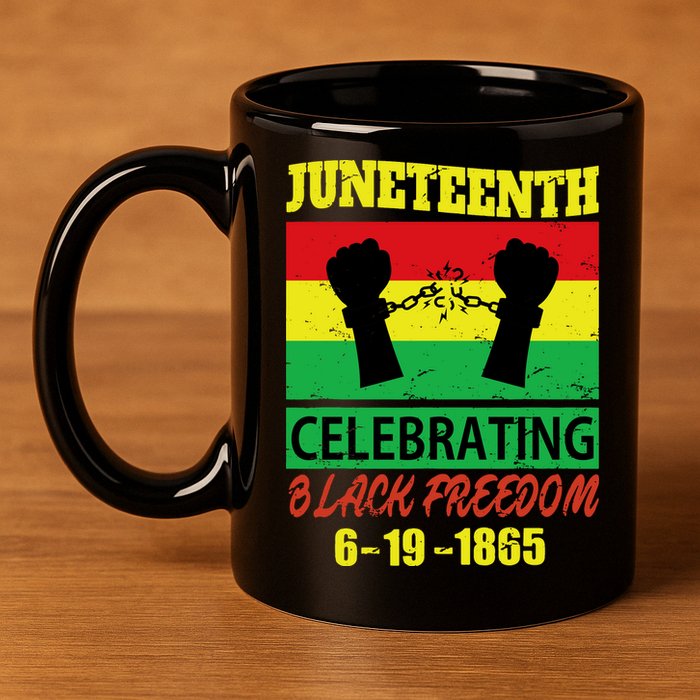 Juneteenth Celebrating Black Freedom 1865 Flag 11oz C Handle Ceramic Mug