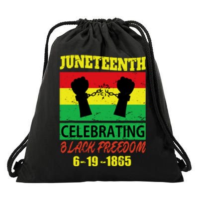 Juneteenth Celebrating Black Freedom 1865 Flag Drawstring Bag