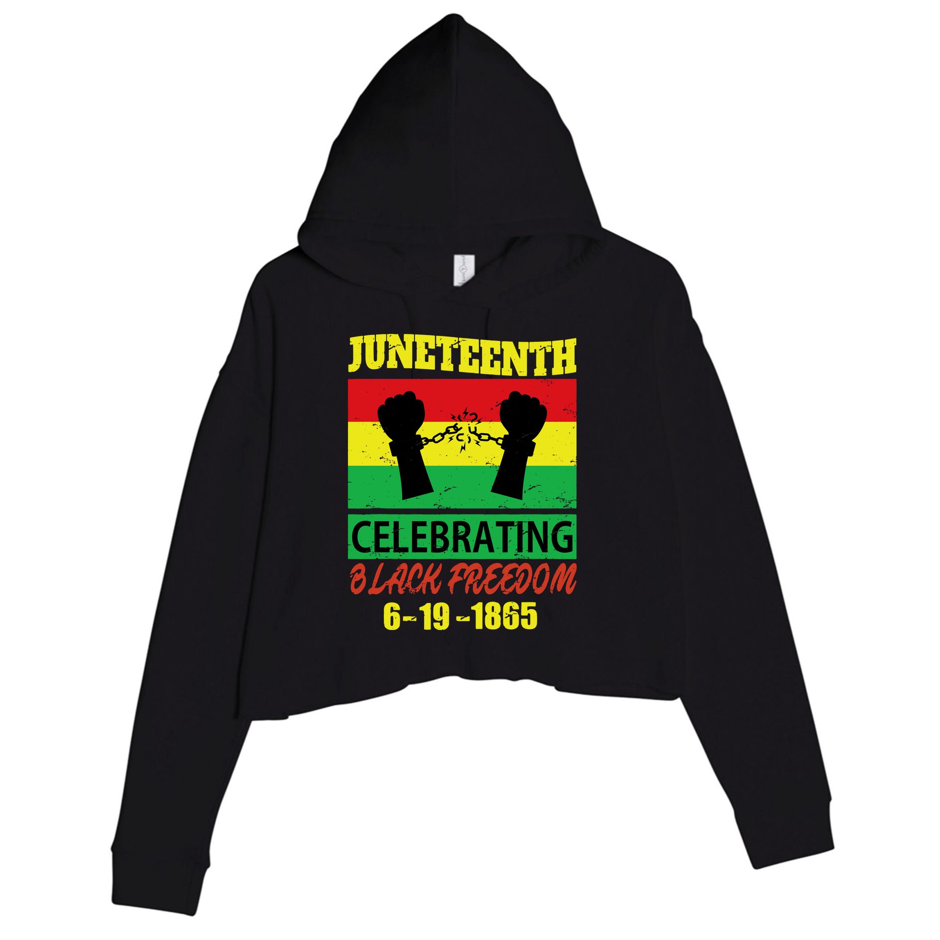 Juneteenth Celebrating Black Freedom 1865 Flag Crop Fleece Hoodie