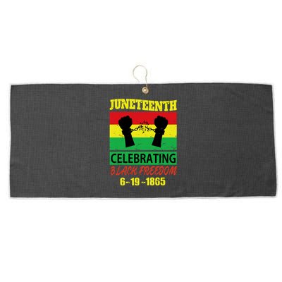 Juneteenth Celebrating Black Freedom 1865 Flag Large Microfiber Waffle Golf Towel