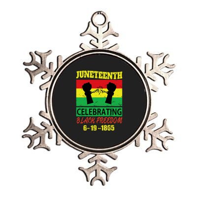 Juneteenth Celebrating Black Freedom 1865 Flag Metallic Star Ornament