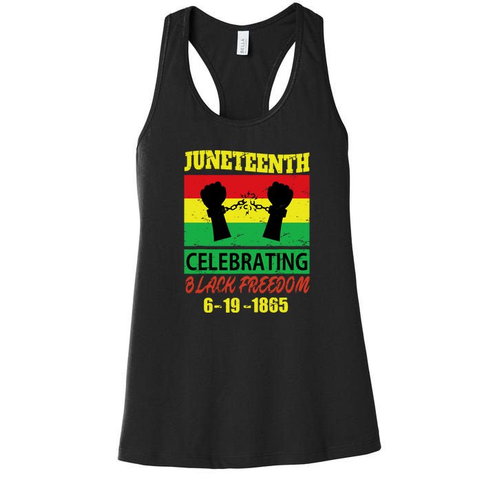 Juneteenth Celebrating Black Freedom 1865 Flag Women's Racerback Tank