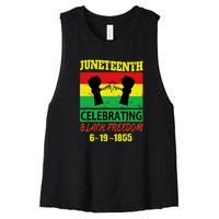 Juneteenth Celebrating Black Freedom 1865 Flag Women's Racerback Cropped Tank