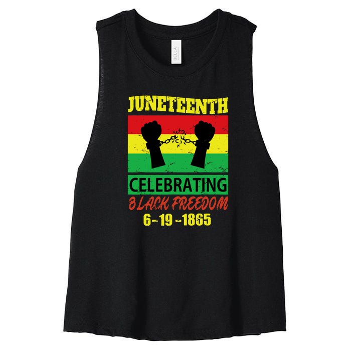 Juneteenth Celebrating Black Freedom 1865 Flag Women's Racerback Cropped Tank