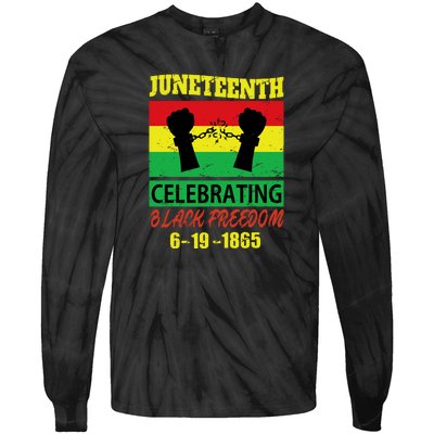 Juneteenth Celebrating Black Freedom 1865 Flag Tie-Dye Long Sleeve Shirt