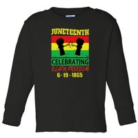 Juneteenth Celebrating Black Freedom 1865 Flag Toddler Long Sleeve Shirt