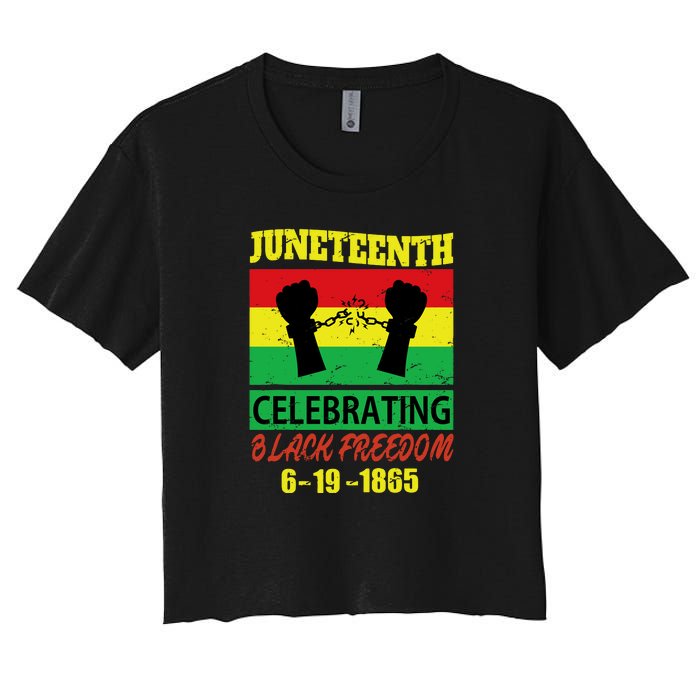 Juneteenth Celebrating Black Freedom 1865 Flag Women's Crop Top Tee