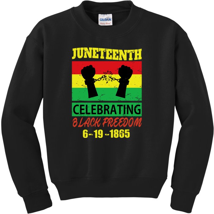 Juneteenth Celebrating Black Freedom 1865 Flag Kids Sweatshirt