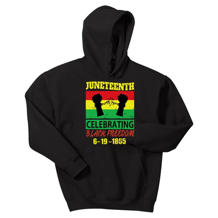 Juneteenth Celebrating Black Freedom 1865 Flag Kids Hoodie