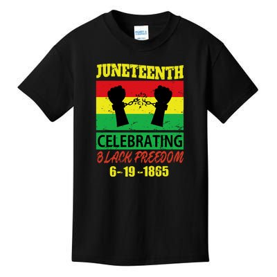 Juneteenth Celebrating Black Freedom 1865 Flag Kids T-Shirt