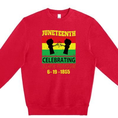 Juneteenth Celebrating Black Freedom 1865 Flag Premium Crewneck Sweatshirt