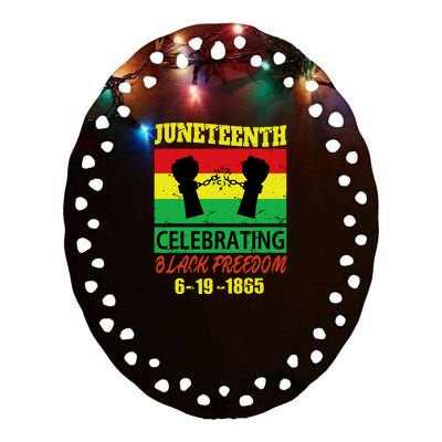 Juneteenth Celebrating Black Freedom 1865 Flag Ceramic Oval Ornament