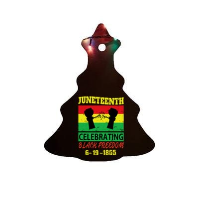 Juneteenth Celebrating Black Freedom 1865 Flag Ceramic Tree Ornament