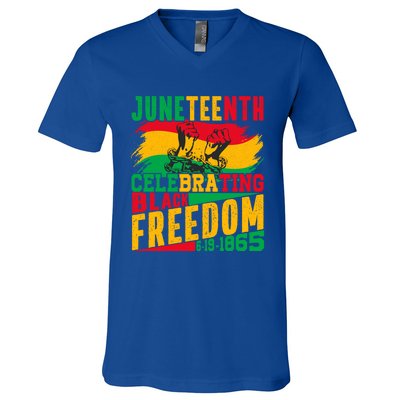 Junenth Celebrating Black Freedom Break Every Chains Gift V-Neck T-Shirt