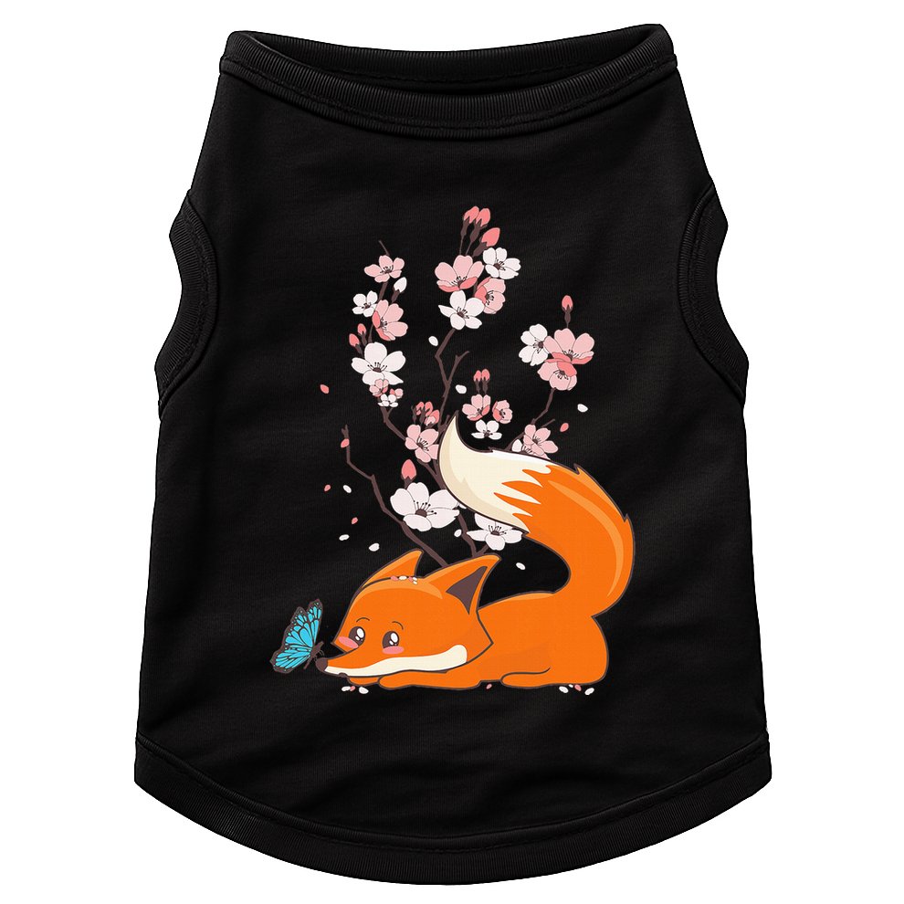 Japanese Cherry Blossom Flower Sakura Kawaii Fox Doggie Tank
