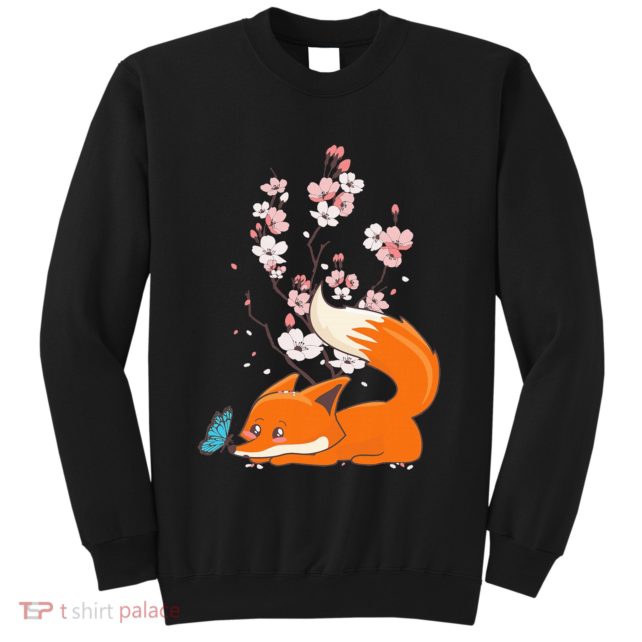 Japanese Cherry Blossom Flower Sakura Kawaii Fox Sweatshirt