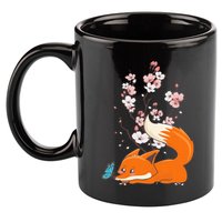 Japanese Cherry Blossom Flower Sakura Kawaii Fox 11oz C Handle Ceramic Mug