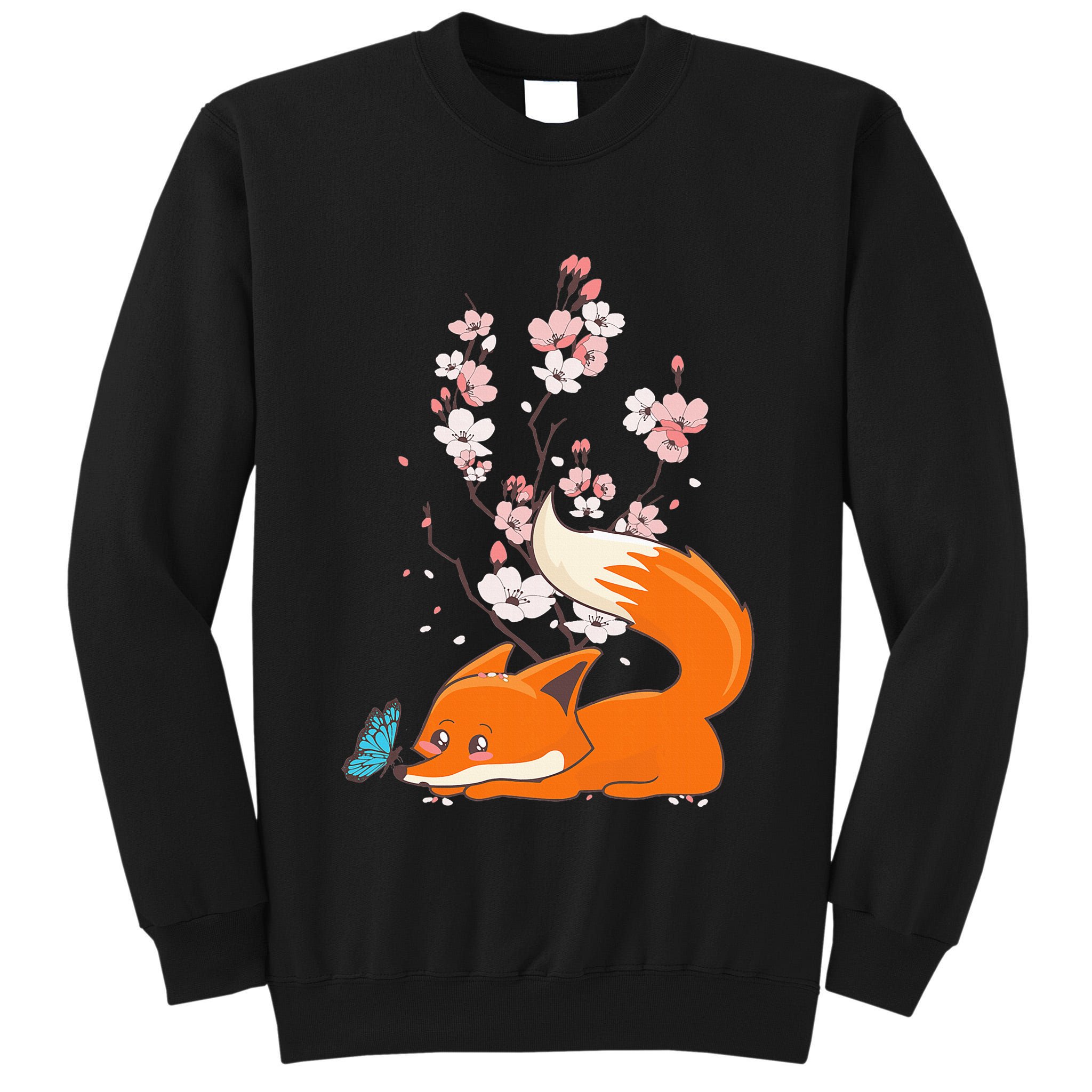 Japanese Cherry Blossom Flower Sakura Kawaii Fox Tall Sweatshirt