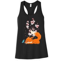 Japanese Cherry Blossom Flower Sakura Kawaii Fox Women's Racerback Tank