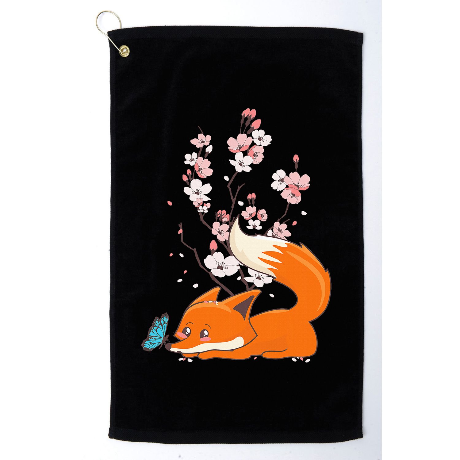 Japanese Cherry Blossom Flower Sakura Kawaii Fox Golf Towel