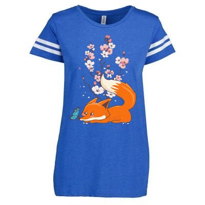 Japanese Cherry Blossom Flower Sakura Kawaii Fox Enza Ladies Jersey Football T-Shirt