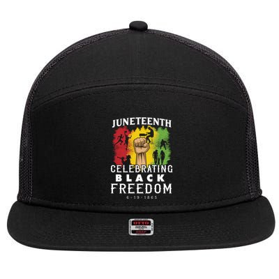 Juneteenth Celebrating Black Freedom 1865 7 Panel Mesh Trucker Snapback Hat