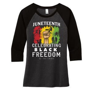 Juneteenth Celebrating Black Freedom 1865 Women's Tri-Blend 3/4-Sleeve Raglan Shirt