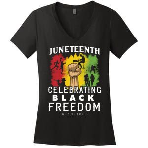 Juneteenth Celebrating Black Freedom 1865 Women's V-Neck T-Shirt