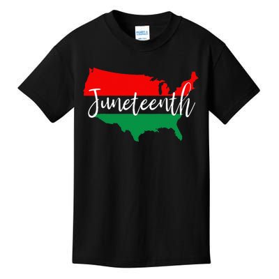 Juneteenth Celebrate Black Freedom USA Map Black History Kids T-Shirt