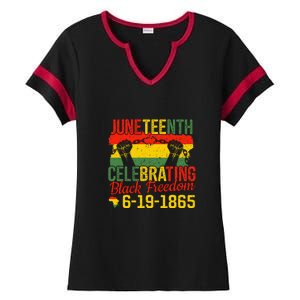 Juneteenth Celebrating Back Freedom 6.19.1865 Gift African Pride Ladies Halftime Notch Neck Tee