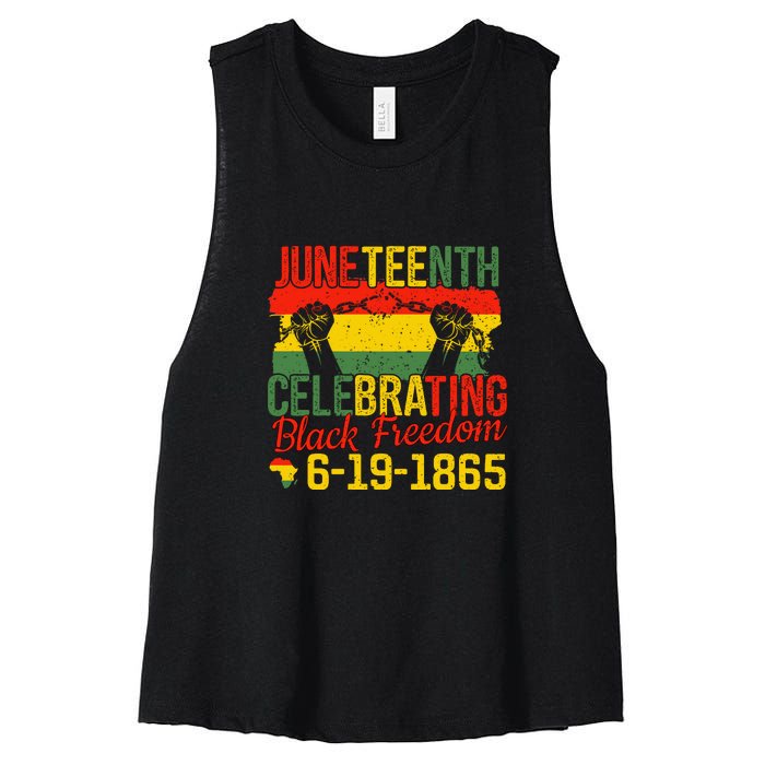 Juneteenth Celebrating Back Freedom 6.19.1865 Gift African Pride Women's Racerback Cropped Tank