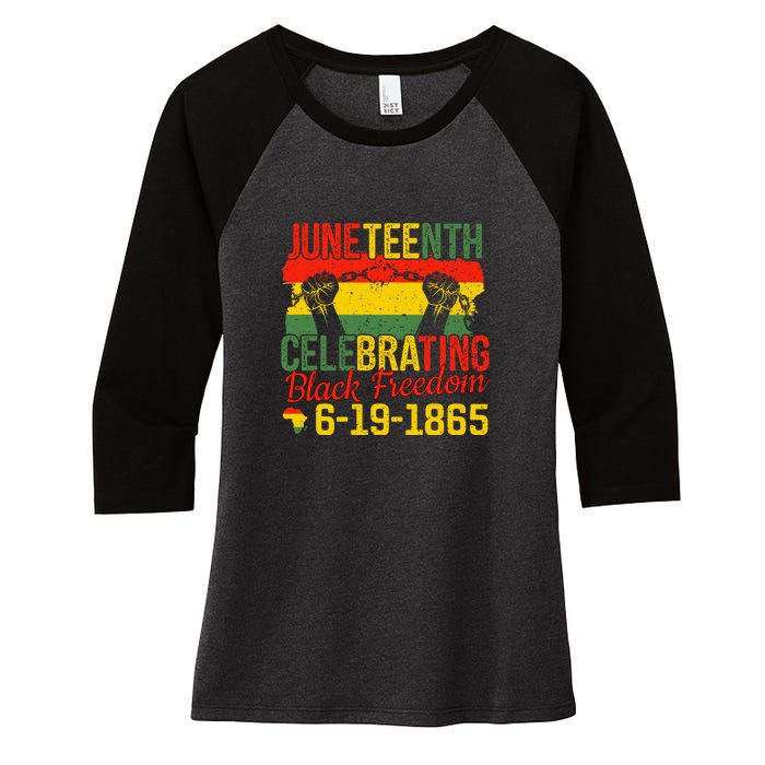 Juneteenth Celebrating Back Freedom 6.19.1865 Gift African Pride Women's Tri-Blend 3/4-Sleeve Raglan Shirt