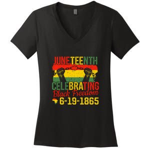 Juneteenth Celebrating Back Freedom 6.19.1865 Gift African Pride Women's V-Neck T-Shirt