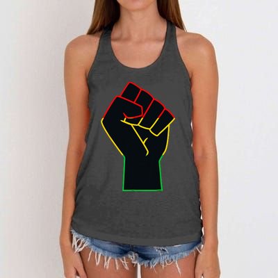 Juneteenth Celebrates Black African American Freedom Fist Women's Knotted Racerback Tank