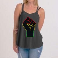 Juneteenth Celebrates Black African American Freedom Fist Women's Strappy Tank