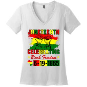 Juneteenth Celebrating Black Freedom 1865 African American Women's V-Neck T-Shirt