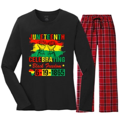 Juneteenth Celebrating Black Freedom 1865 African American Women's Long Sleeve Flannel Pajama Set 