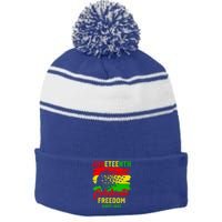 Juneteenth Celebrate Black History Black Power Black Gift Stripe Pom Pom Beanie