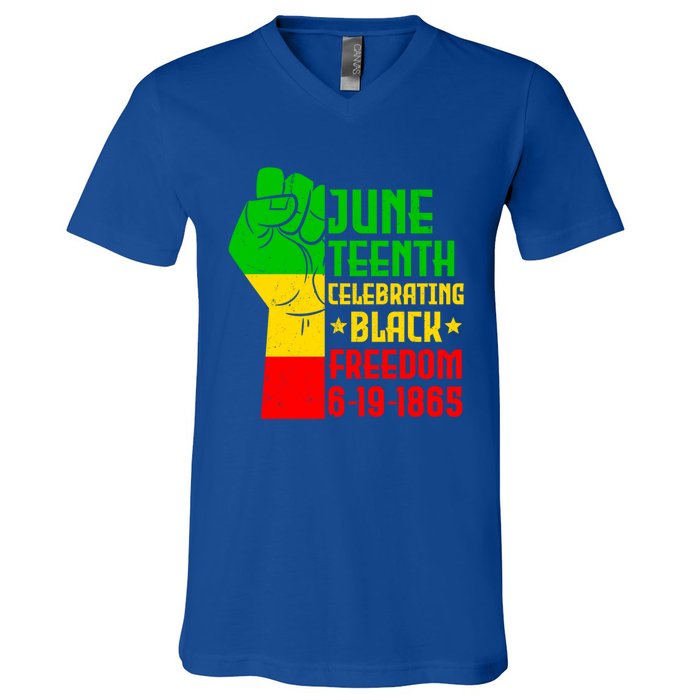 Juneteenth Celebrate Black History 1865 June 19th Gift V-Neck T-Shirt