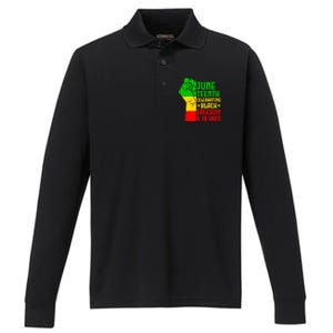 Juneteenth Celebrate Black History 1865 June 19th Meaningful Gift Performance Long Sleeve Polo