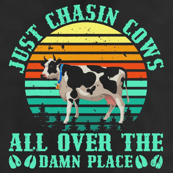 Just Chasin Cows All Over The Damn Place Cow Farmer Cool Comfort Performance Bucket Hat